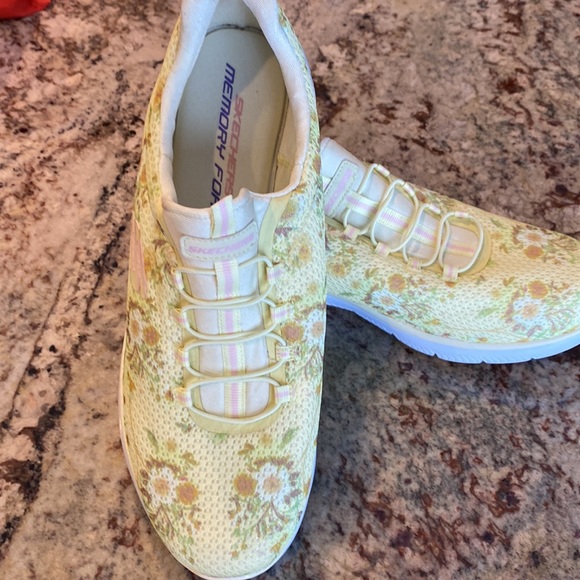 Yellow sketchers memory foam slip on sneakers. - Picture 2 of 5